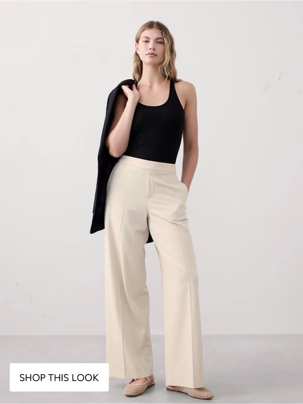 Banana Republic Factory Hayden Wide Leg Pants Oyster Pearl Size 8 High Rise Fall